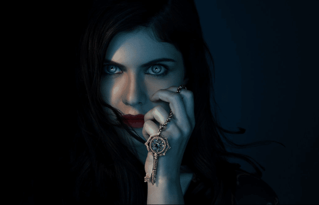 Alexandra Daddario in a promotional image for "Mayfair Witches" (Credit: AMC/BBC)