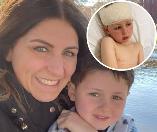 Six-year-old Varden Callaghan was diagnosed with a brain tumour after his mum noticed he was blinking too much. Picture: SWNS