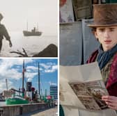 Right Timothee Chalamet in Wonka, above left with the Lydia Eva and below, the boat at her home port of Great Yarmouth