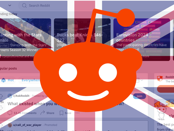 What have been the most popular subreddits and posts in the UK on "the community of communities," Reddit? (Credit: Reddit)