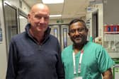 John Harper, left, with consultant cardiac surgeon Govind Chetty. (Picture: Sheffield Teaching Hospitals NHS Trust)