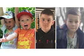 From left, brothers Finlay and Samuel and their cousin Thomas Stewart, and Jack Johnson, who died after falling through ice at Babbs Mill Park (Large Photo: West Midlands Police)