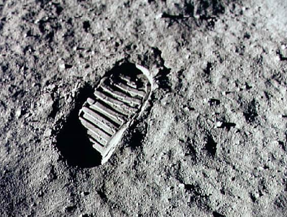 Neil Armstrong steps into history July 20, 1969 by leaving the first human footprint on the surface of the moon. The 30th anniversary of the Apollo 11 landing on the moon is being commemorated on July 20, 1999. (Image: NASA/Newsmakers)