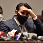 Adar Poonawalla pictured during a press conference in Pune on January 22, 2021 (AFP via Getty Images)