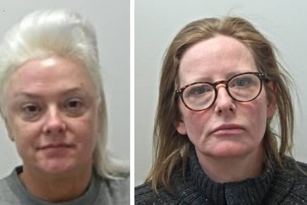 (left) Catherine Hudson, 54, of Coriander Close, Blackpool and Charlotte Wilmot, 48, of Bowland Crescent, Blackpool (right) were sentenced to a combined total of 10 years in prison at Preston Crown Court after being found guilty of multiple offences after trial in October.