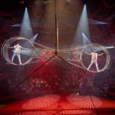 An aerial spinning wheel. The picture of this performance was taken earlier in the week