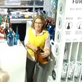 Gaynor Lord leaving the Bullards Gin concession at Jarrolds department store on December 8