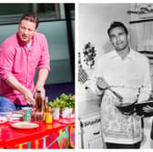 Not sure what time to put the turkey in the oven on Christmas Day? Jamie Oliver has the answers. Picture on right, 
English actor John Bentley cooking a Christmas pudding with his son at home in Hollywood. (Photo by Hulton Archive/Getty Images)

