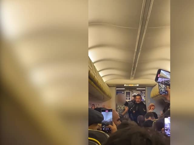 A Morocco-bound Ryanair flight was forced to u-turn and land at Standsted after reports of "drug abuse and verbal abuse on board". (Credit: SWNS)