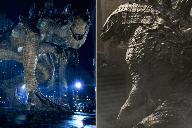 [L-R] Zilla, from the 1998 Tristar production of "Godzilla" and Titanus Gojira, who featured in the "MonsterVerse" franchise of films (Credit: Tristar Pictures/Legendary Pictures)
