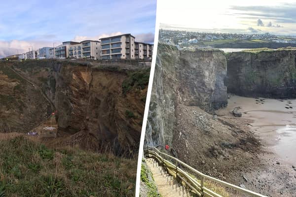 A Cornwall cliff fall caused "whole houses to shake" at a site where developers were planning on building luxury homes (SWNS)