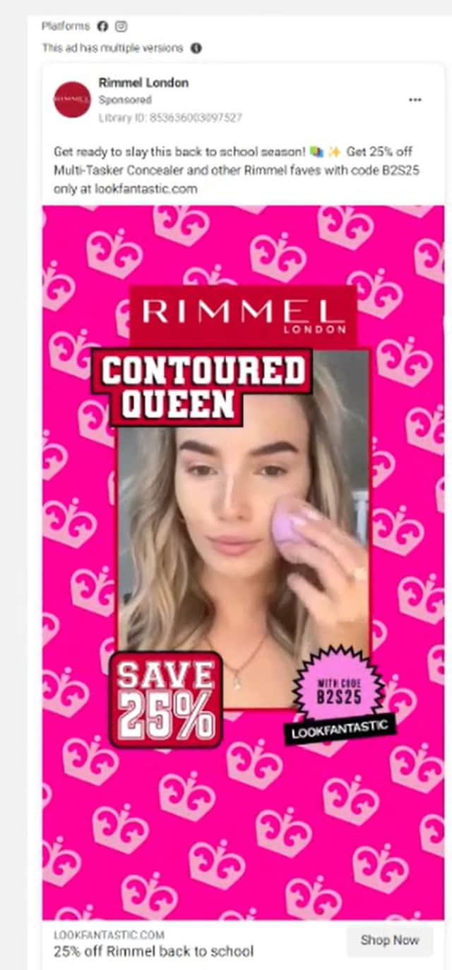 Screengrab issued by the Advertising Standards Authority (ASA) of an advert for Rimmel London which has been banned for "playing on young girls' insecurities about their appearance" by implying it is necessary to wear make-up to school to succeed. Photo credit: Rimmel London/PA Wire.