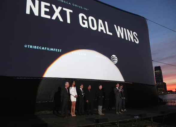 (L-R) Coach Thomas Rongen, Jaiyah Saelua, producer Kristian Brodle, Nicky Salapu, directors Steve Jamison, and Mike Brett attend the Tribeca Drive-In/ESPN: Next Goal Wins during the 2014 Tribeca Film Festival at North Cove at World Financial Center Plaza on April 19, 2014 in New York City.  (Photo by Rob Kim/Getty Images for the 2014 Tribeca Film Festival)
