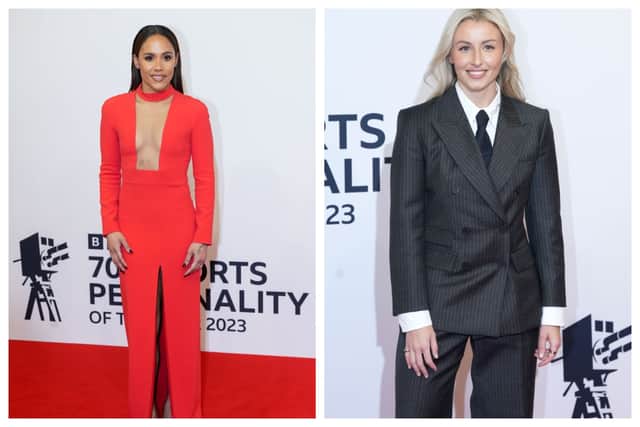 Alex Scott and Leah Williamson were amongst the best dressed stars at the BBC Sports Persoanlity of the Year 2023 Awards. Photographs by Getty