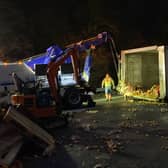 An overturned lorry spilled 22 tonnes of potatoes onto the M5 - with people forced to pick up the vegetables by hand, with lanes closed. (Credit: National Highways)