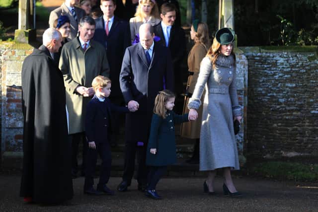in 2019, Kate Middleton chose a stylish Catherine Walker grey coat dress.