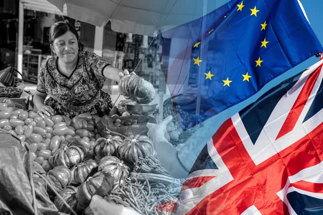 EU laws meant market traders had to use metric measures more prominently than imperial. Credit: Getty/Mark Hall/Adobe