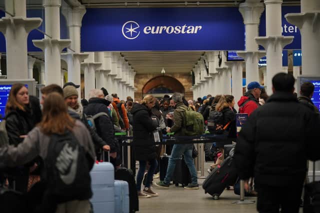 Passengers in line at the Eurostar terminal in St Pancras International station, central London on Saturday Picture: Yui Mok/PA Wire