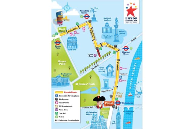 The route of London's New Year's Day parade