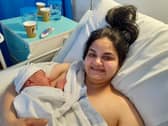 Navdeep Kaur with her newborn baby. (Picture: Walsall Healthcare NHS Trust/SWNS)