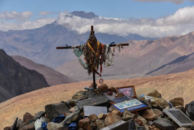 The grave of the victims of the Andes flight disaster - 29 people died in the crash and its aftermath