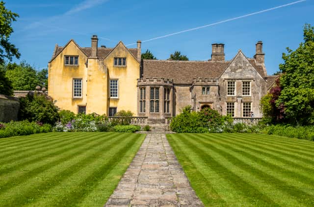 Exterior of grade I historic 14th century Hazelbury Manor, Wiltshire, has gone on the market with a guide price of £8.5 million