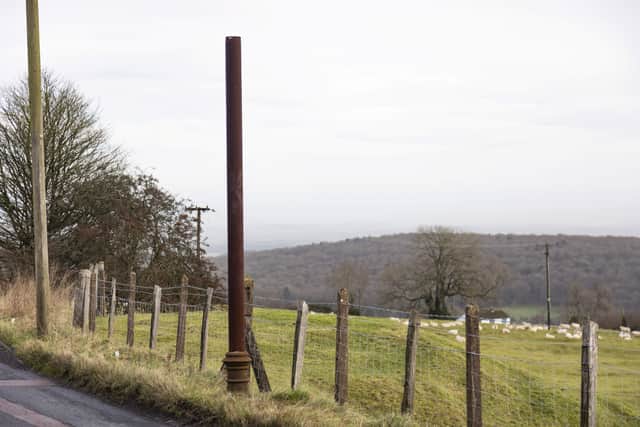 The pole on Littledean Road in  in Cinderford, Glos.