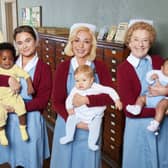 Call The Midwife Season 13: Nancy Corrigan (Megan Cusack), Trixie Franklin (Helen George), Phyllis Crane (Linda Bassett). Picture: BBC / Neal Street Productions / Nicky Johnston