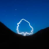 The Sycamore Gap tree in lights, where it once stood (Photo: Claire Eason / SWNS)
