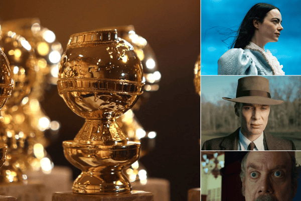 Who are the latest favourites to win a Golden Globe as the 2024 ceremony is a mere 24 hours away? (Credit: Golden Globes/MGM/Searchlight Pictures)