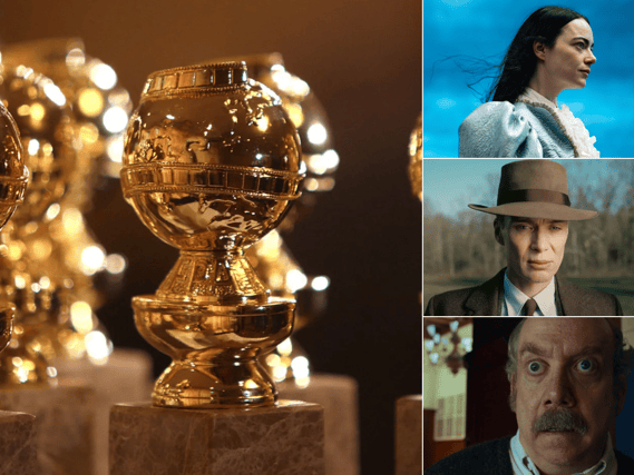 Who are the latest favourites to win a Golden Globe as the 2024 ceremony is a mere 24 hours away? (Credit: Golden Globes/MGM/Searchlight Pictures)