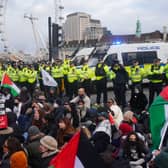 Nearly 200 pro-Palestine protesters have staged a sit-in at Westminster Bridge in their first major demonstration of the year. (Photo: Victoria Jones/PA Wire)
