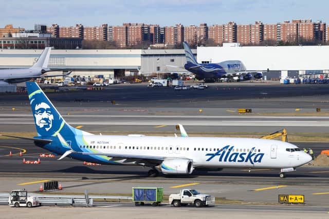 Boeing's share price has tumbled after a window blew out of a 737 Max 9 plane flown by Alaska Airlines. (Photo: AFP via Getty Images)