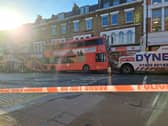 The electric London bus which burst into flames in Wimbledon. (Photo by Ruben Bennett)