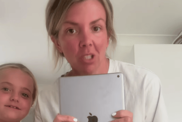 Mum influencer Mel Watts has shared a warning to other parents online, advising them to not allow their children to use an iPad while it's charging after an incident involving her seven-year-old daughter Indie (pictured). Photo by Instagram/Mel Watts.