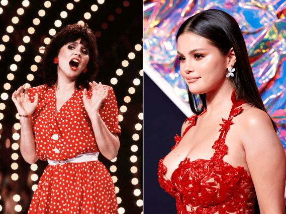 Selena Gomez (right) has been confirmed to be portraying American singer Linda Ronstadt (left) in an upcoming biopic on the singer's life (Credit: Getty Images)