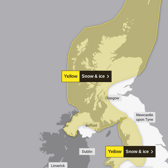 Snow and ice warnings have been extended to new areas until Thursday night