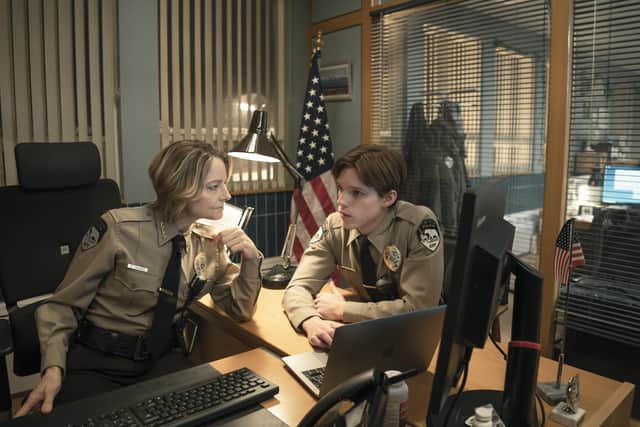 Jodie Foster and Finn Bennett as Liz Danvers and Peter Prior in True Detective season 4. Picture: HBO