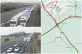 At least two lanes are shut on the M18 northbound near Doncaster after two lorries reportedly collided this morning (January 16) at around 7.45am. Images by National Highways and AA Traffic.