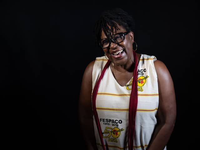 Guyanese-born film curator and director of Pan African Cinema Archive June Givanni, poses during a portrait session in Ouagadougou, on October 21, during the 2021 edition of the FESPACO,t he Panafrican Film and Television Festival of Ouagadougou (Photo by OLYMPIA DE MAISMONT / AFP)