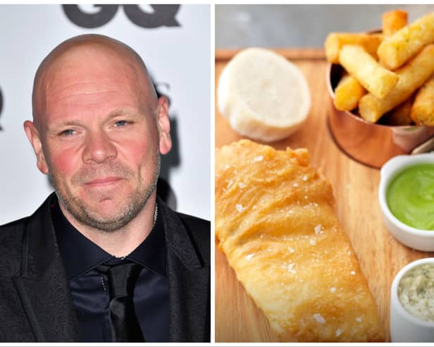 Chef Tom Kerridge has been criticised on Instagram for charging £37 for fish and chips at his restaurant. Left by Getty Images and right by Instagram/Tom Kerridge.