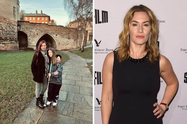 Lily-Rae Merchant-O’Hanlon and mother Emma Merchant, left, and actress Kate Winslet, right. (Picture: PA)