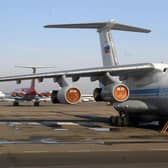 A Russian Ilyushin-76 military plane has crashed in the Belgorod regionm killing at least 65 Ukrainian prisoners of war. (Credit: Getty Images)