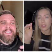 TikToker Dan has said he is 'grateful' for the support he's received online since his split from former wife Lucy Claire, but she's slammed the people who have posted 'vile opinions' about her. Photos by TikTok (left @DanAndLucy and right @LucyAndHarps).