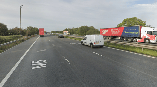 The M5 has been closed between junction 9 and junction 10 after a "multiple vehicle crash". (Credit: Google Maps)