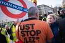"Honk if you hate ULEZ" protesters gathered in Trafalgar Square. (Picture: Stefan Rousseau/PA Wire)