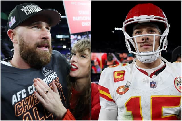 It's Kelce (and Taylor) vs Patrick Mahomes this Super Bowl Sunday (Photos: Getty Images)