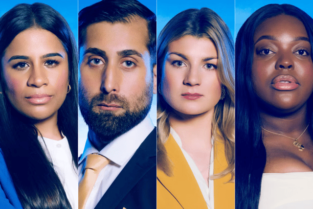 [L-R] Amina, Asif, Flo and Foluso are just some of the contestants on this year's "The Apprentice UK" (Credit: BBC/Naked)