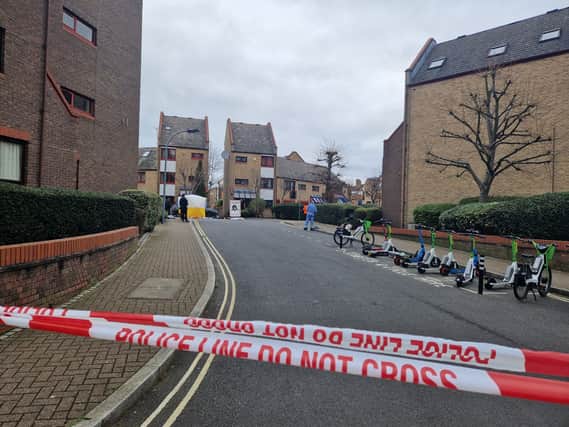 The scene of a fatal police shooting in Bywater Place, Southwark. Picture: Lynn Rusk