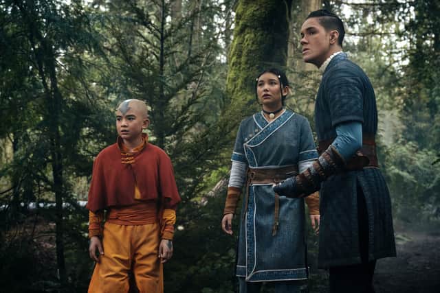 Sokka's actor, Ian Ousley, suggests that the overtly sexist comments made by the character in the original series will be "toned down" for live-action audiences (Credit: Netflix)